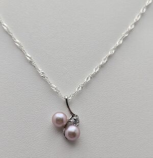 Freshwater Pink Real Pearl Necklace 18” Silver Plated Twisted Chain NWOT